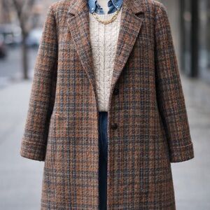 Vintage 80s JODI plaid wool tweed overcoat 🍂